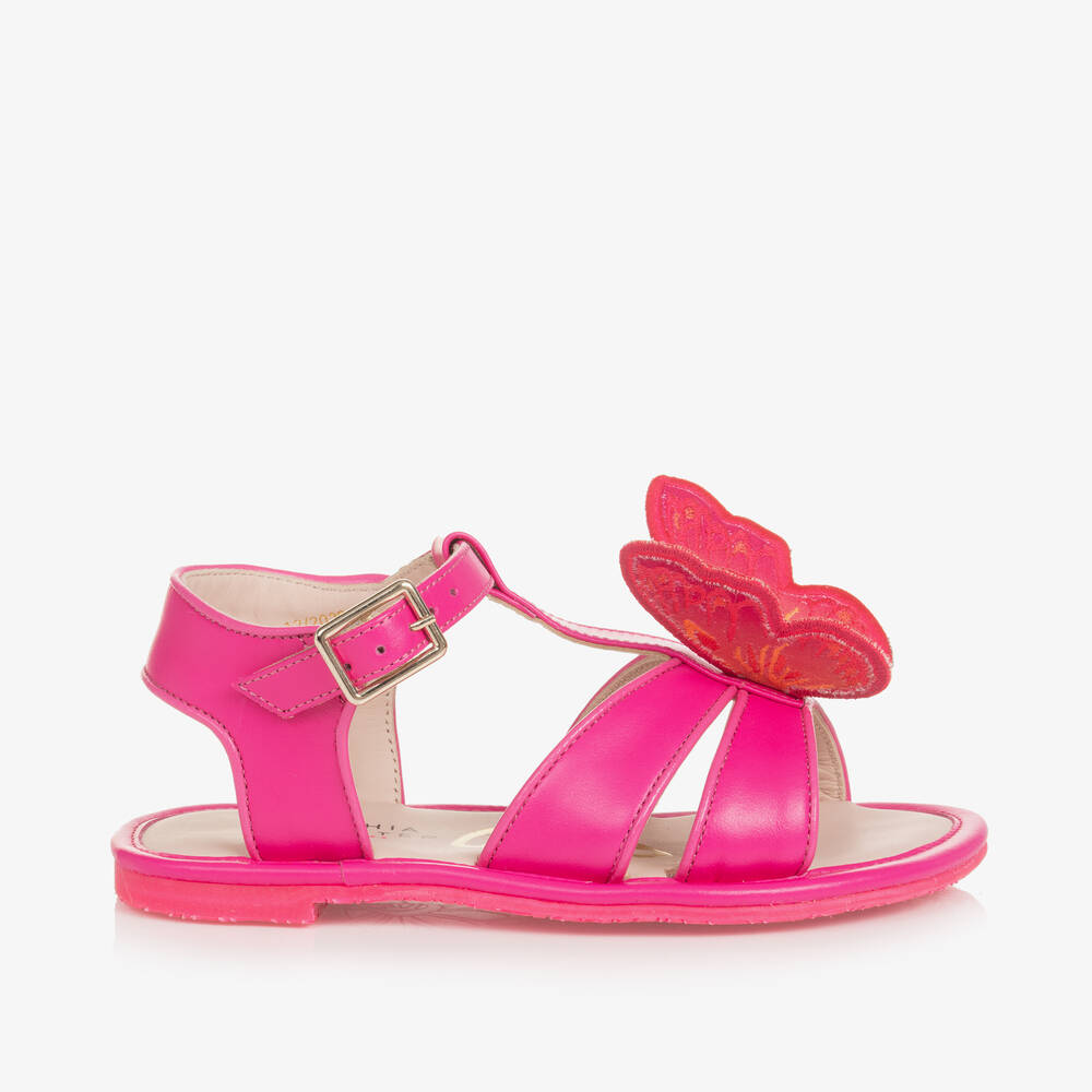 Sophia Webster Mini-Girls Pink Leather Celeste Sandals | Childrensalon Outlet