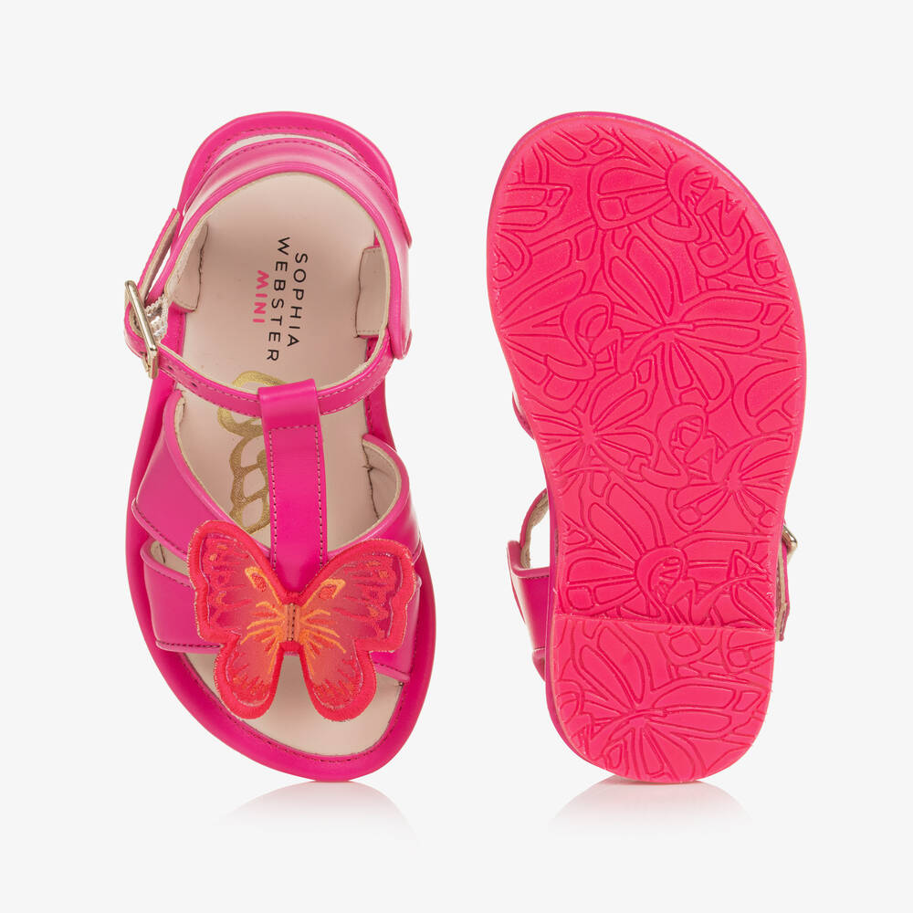 Sophia Webster Mini-Girls Pink Leather Celeste Sandals | Childrensalon Outlet