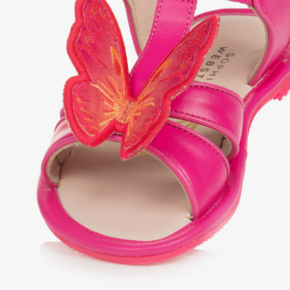 Sophia Webster Mini-Girls Pink Leather Celeste Sandals | Childrensalon Outlet