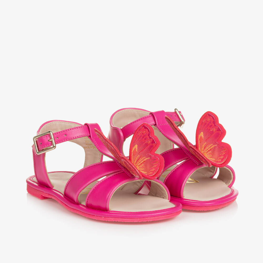 Girls Pink Leather Celeste Sandals