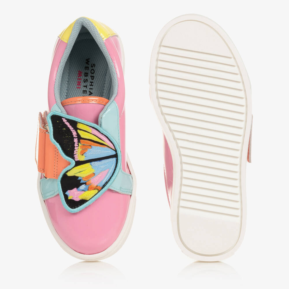 Sophia Webster Mini Girls Pink Leather Velcro Butterfly Trainers