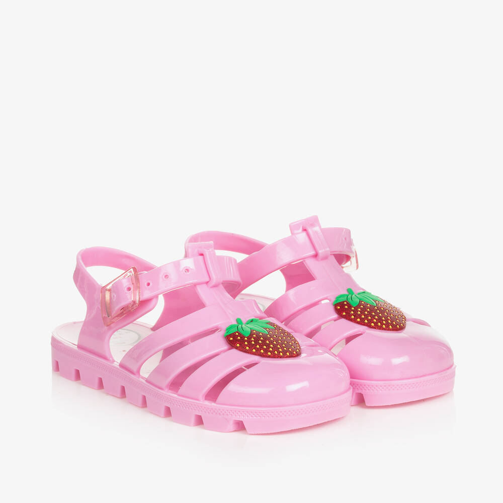 Sophia Webster Mini-Girls Pink Strawberry Jelly Sandals | Childrensalon Outlet