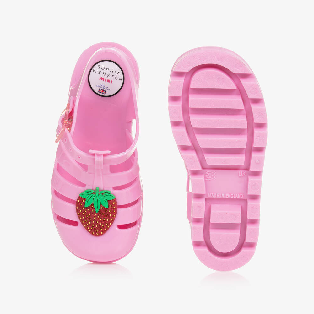 Sophia Webster Mini-Girls Pink Strawberry Jelly Sandals | Childrensalon Outlet