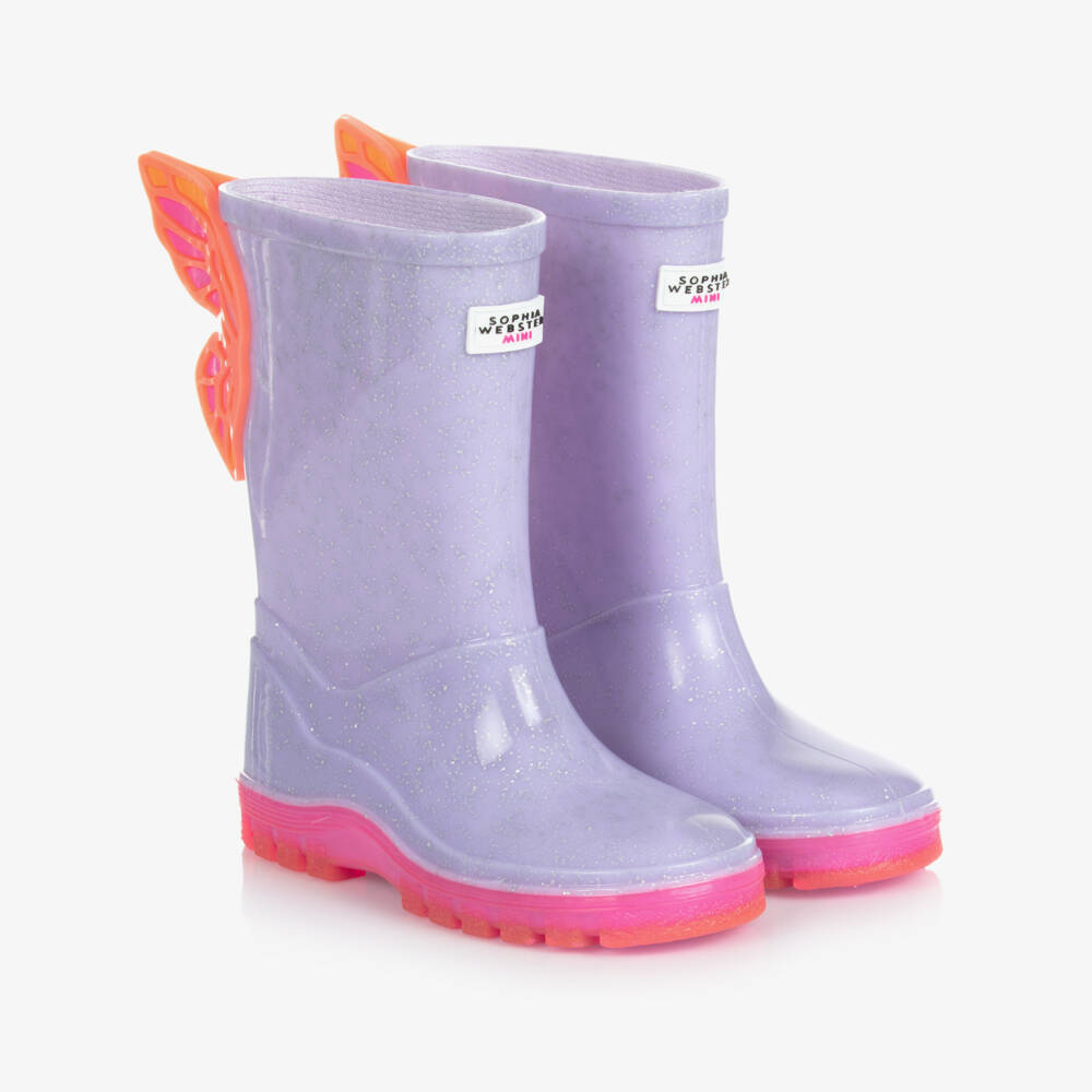 Sophia Webster Mini-Girls Purple Butterfly Rain Boots | Childrensalon Outlet