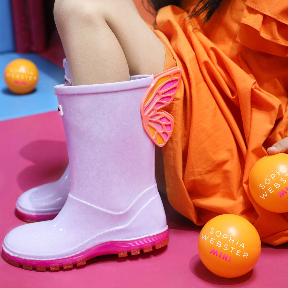 Sophia Webster Mini-Girls Purple Butterfly Rain Boots | Childrensalon Outlet