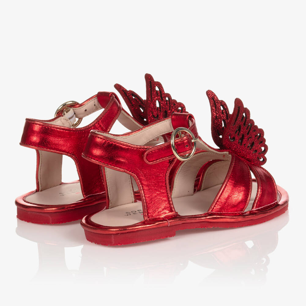 Sophia Webster Mini-Girls Red Leather Sandals | Childrensalon Outlet