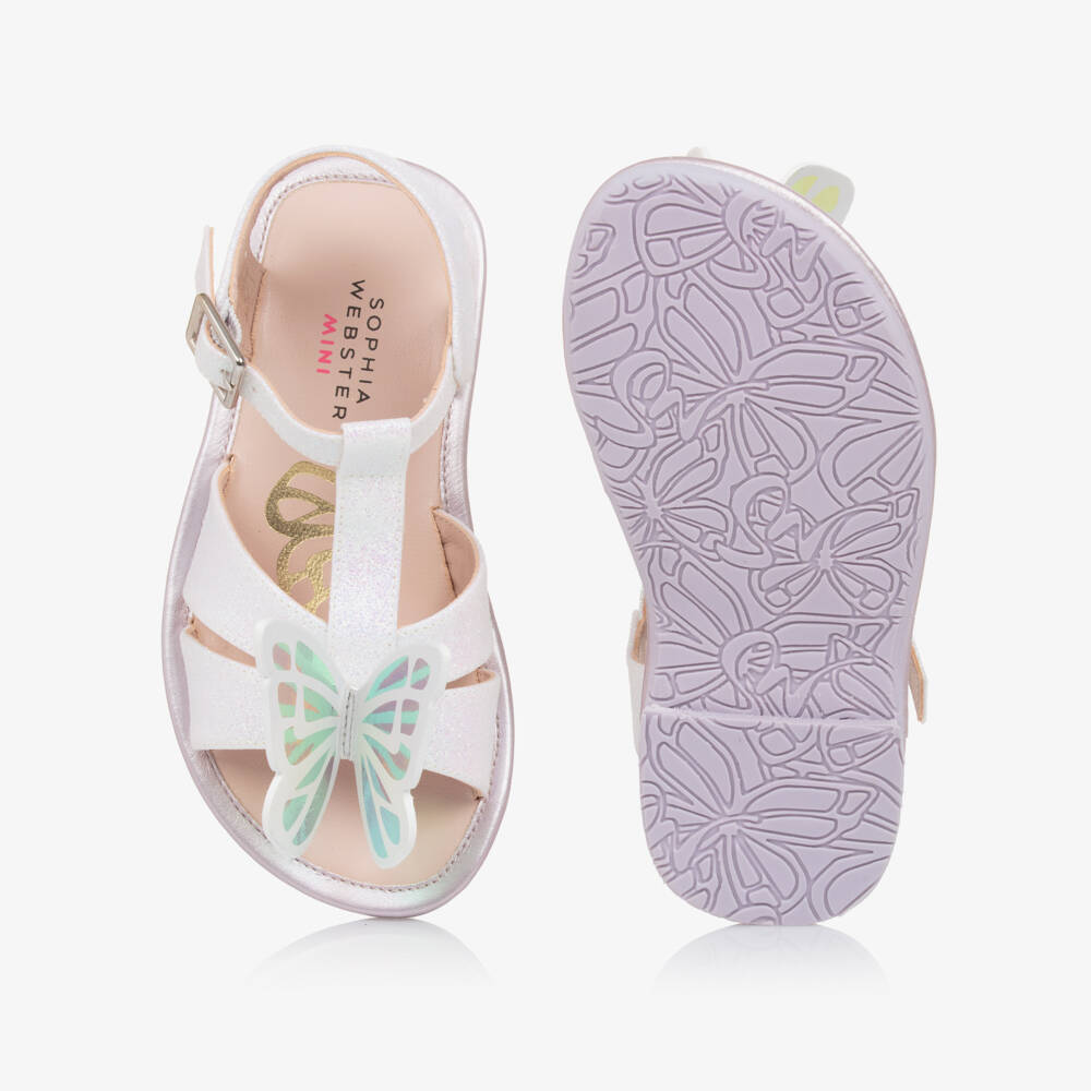 Sophia Webster Mini-Girls Shimmering Butterfly White Sandals | Childrensalon Outlet