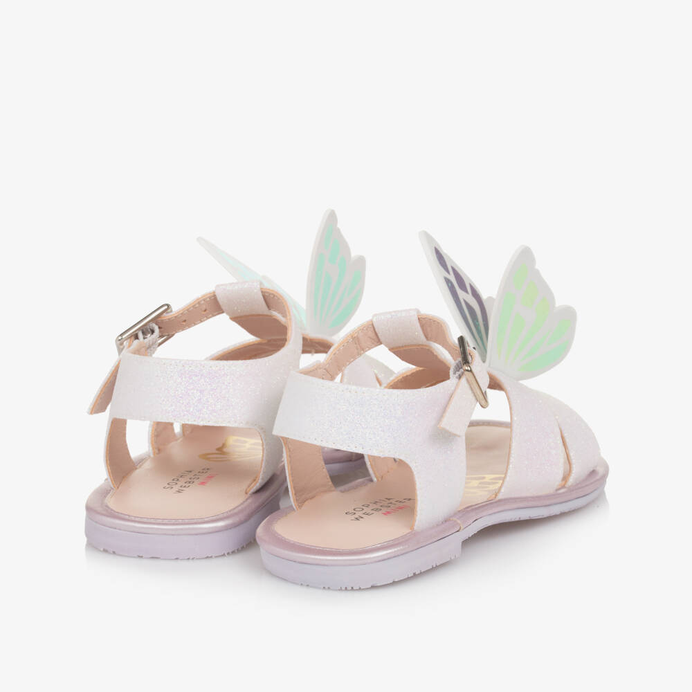 Sophia Webster Mini-Girls Shimmering Butterfly White Sandals | Childrensalon Outlet