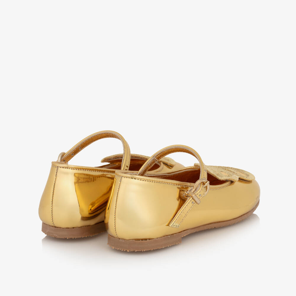 Sophia Webster Mini-Girls Shimmering Gold Butterfly Flats | Childrensalon Outlet