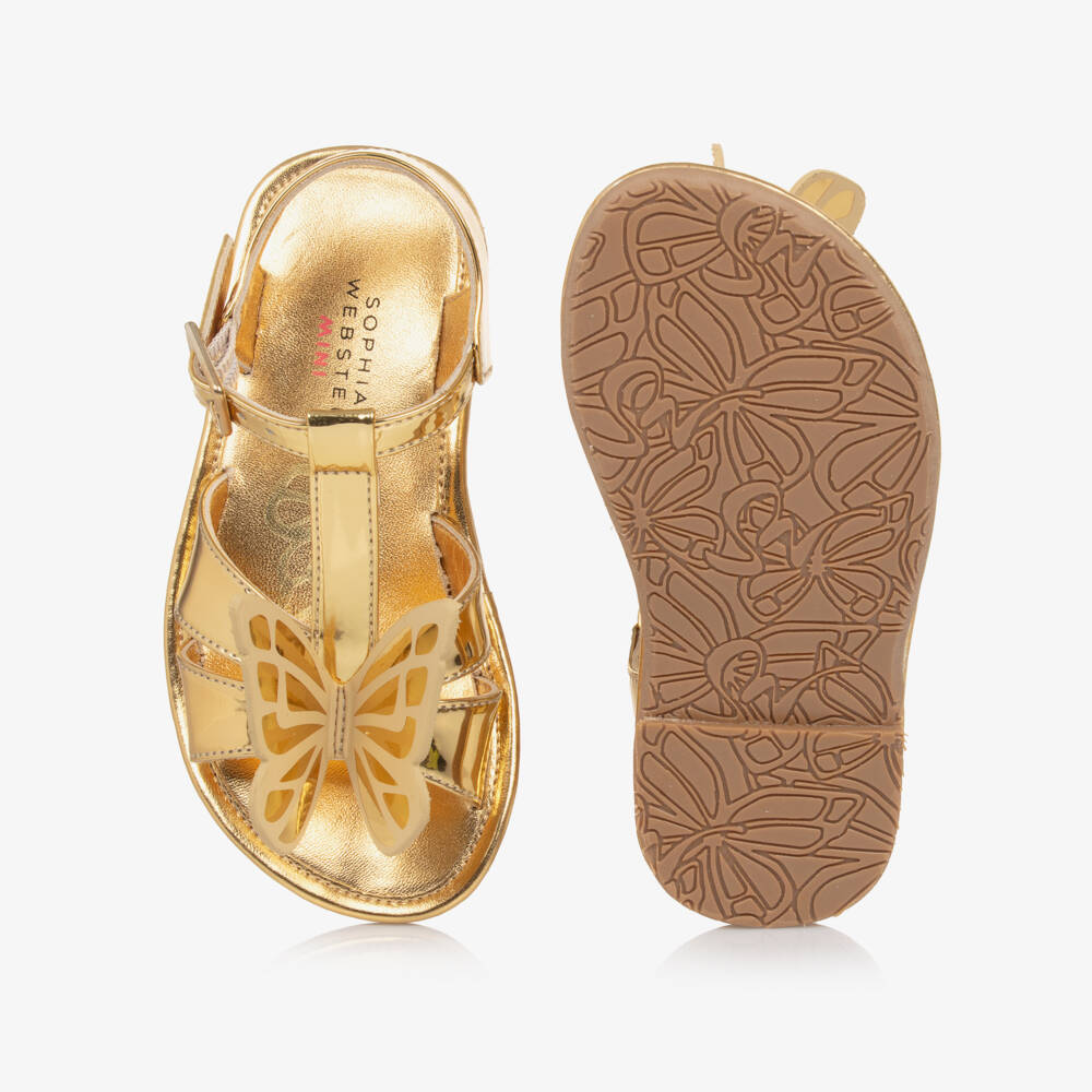 Sophia Webster Mini-صنادل ذهبية متلألئة للبنات | Childrensalon Outlet
