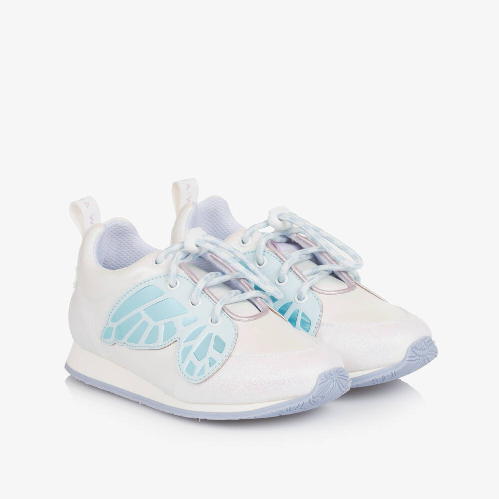 Sophia Webster Mini-Girls Shimmering White Winged Sneakers | Childrensalon Outlet