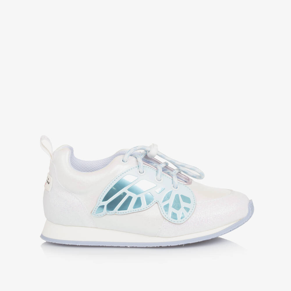 Sophia Webster Mini-Girls Shimmering White Winged Sneakers | Childrensalon Outlet