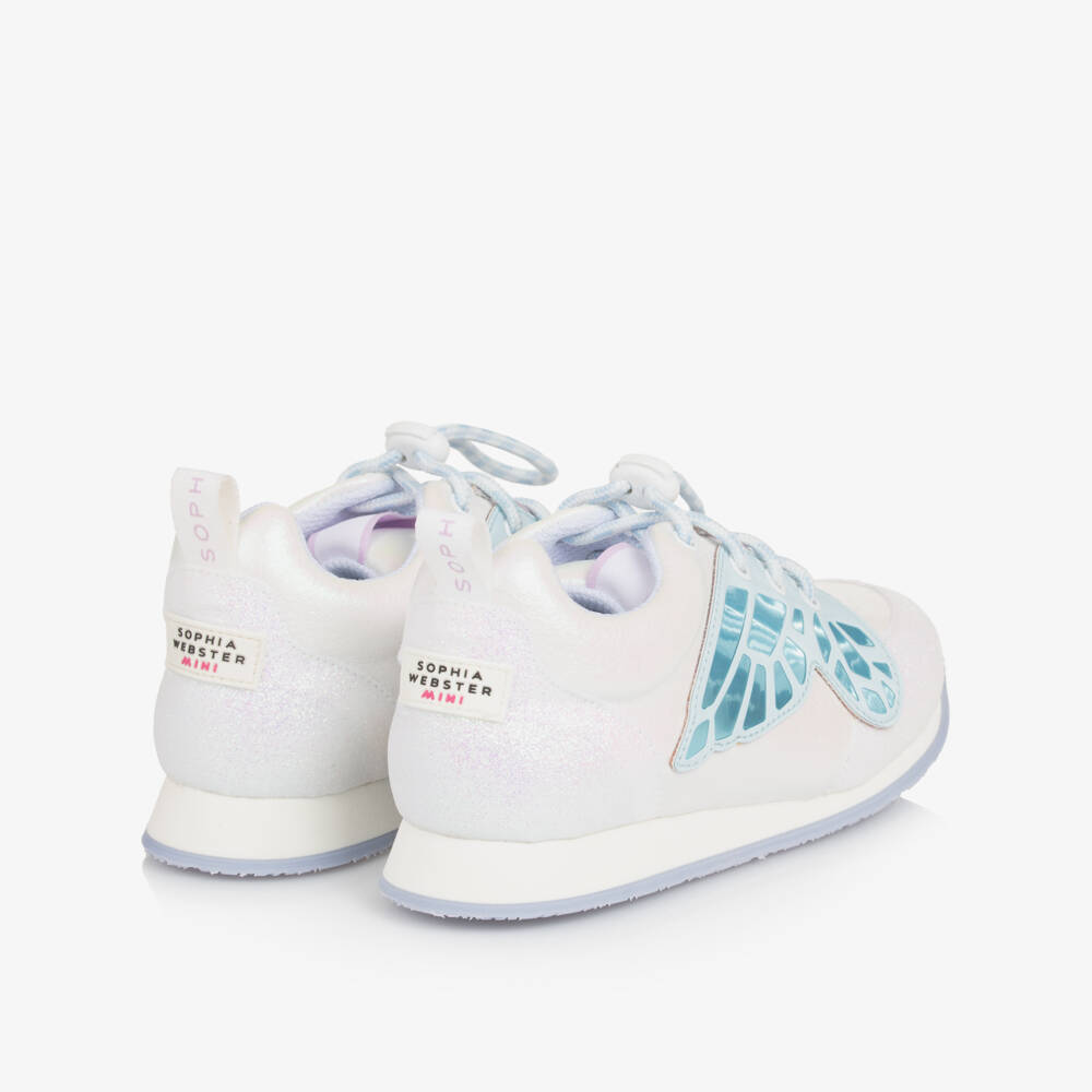 Sophia Webster Mini-Girls Shimmering White Winged Sneakers | Childrensalon Outlet