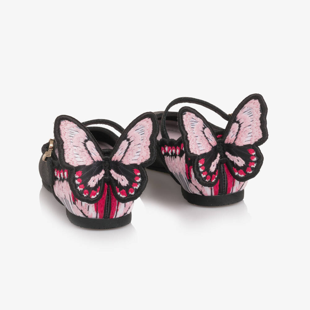 Sophia Webster Mini-Girls Shimmery Black Leather Chiara Shoes | Childrensalon Outlet