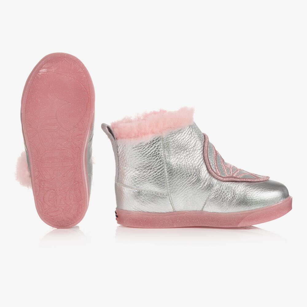 Sophia Webster Mini Girls Silver Butterfly Boots Childrensalon Outlet
