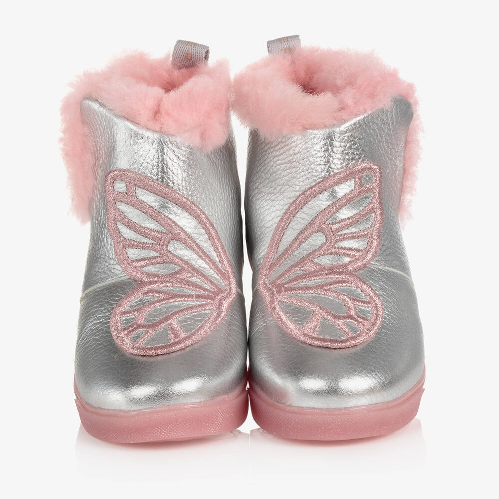 Sophia Webster Mini-Girls Silver Butterfly Boots | Childrensalon Outlet