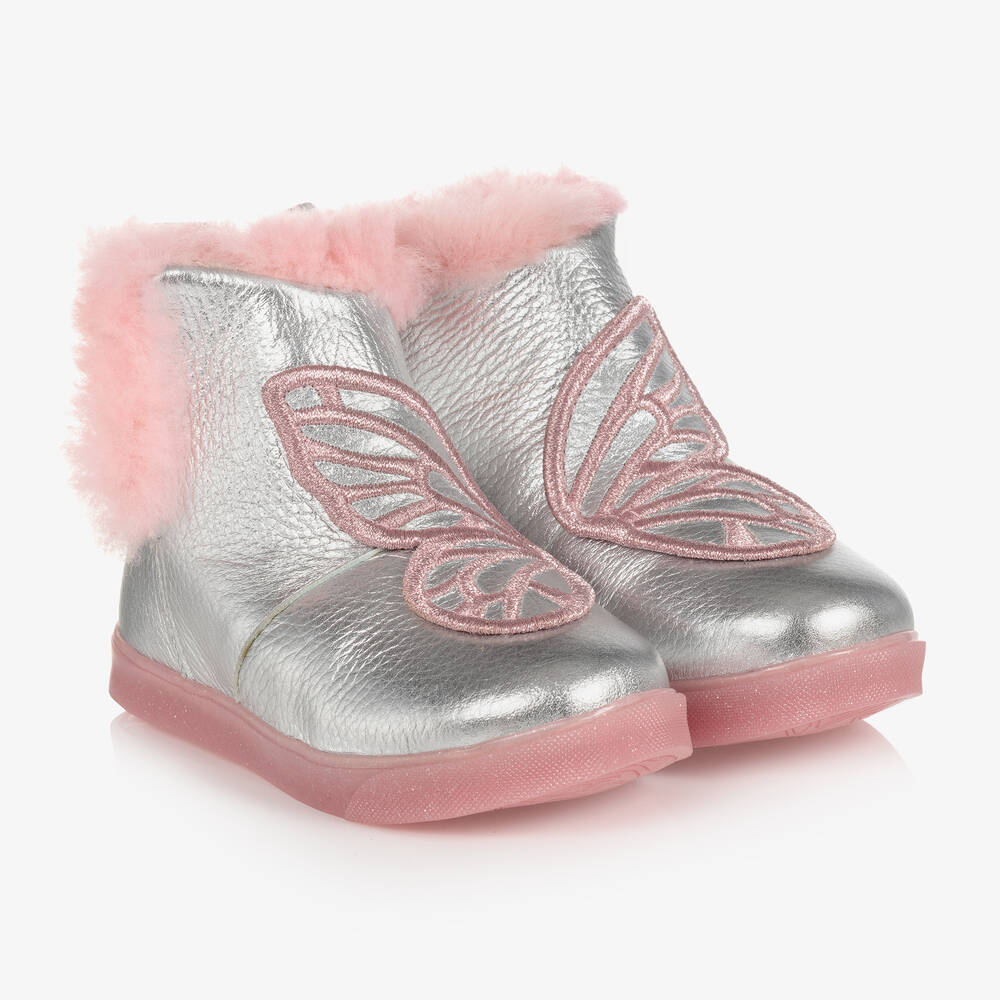 Sophia Webster Mini Girls Silver Butterfly Boots Childrensalon