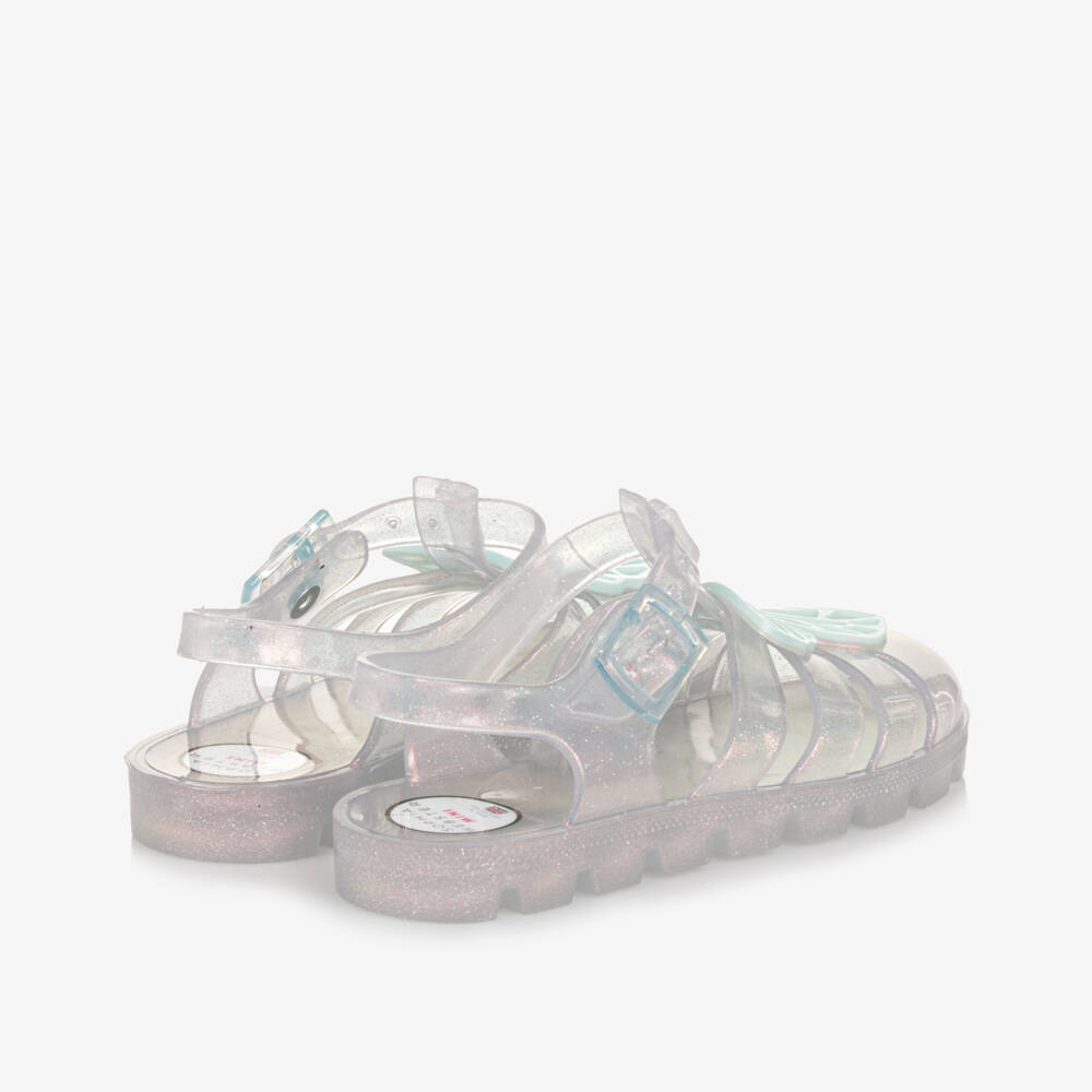 Sophia Webster Mini-Girls Silver Butterfly Jelly Sandals | Childrensalon Outlet