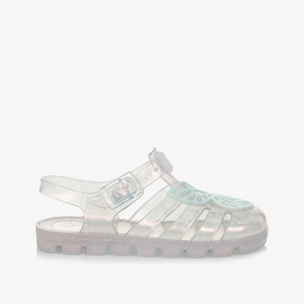 Sophia Webster Mini-Girls Silver Butterfly Jelly Sandals | Childrensalon Outlet