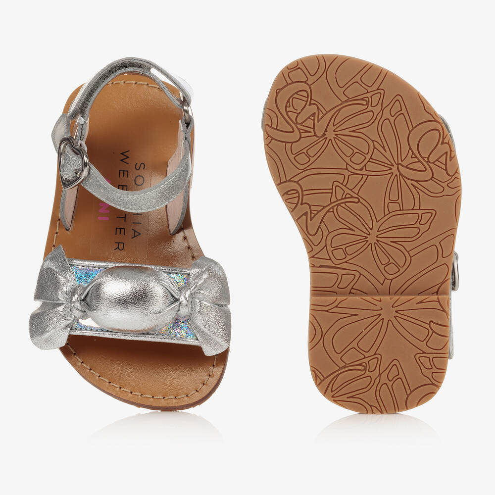 Sophia Webster Mini-Girls Silver Leather Bonbon Sandal | Childrensalon Outlet