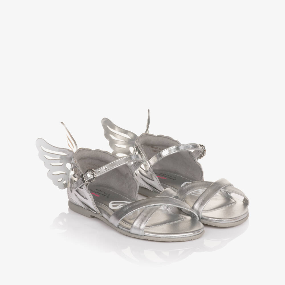 Sophia Webster Mini-Girls Silver Leather Butterfly Sandals | Childrensalon Outlet