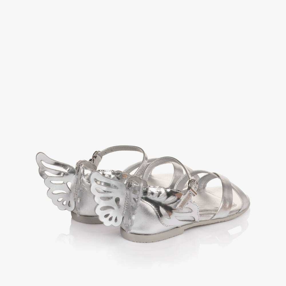 Sophia Webster Mini-Girls Silver Leather Butterfly Sandals | Childrensalon Outlet