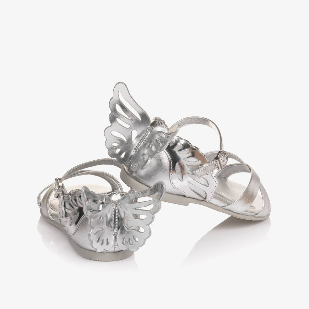 Sophia Webster Mini-Girls Silver Leather Butterfly Sandals | Childrensalon Outlet