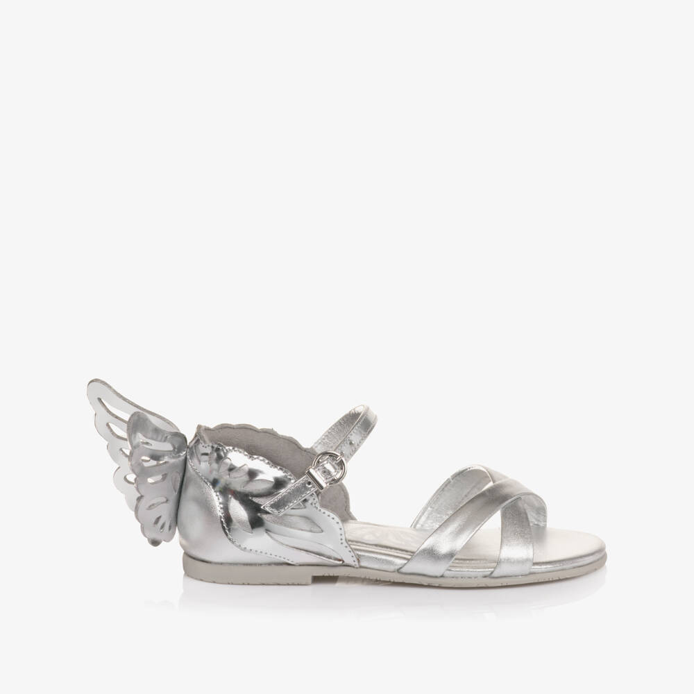 Sophia Webster Mini-Girls Silver Leather Butterfly Sandals | Childrensalon Outlet