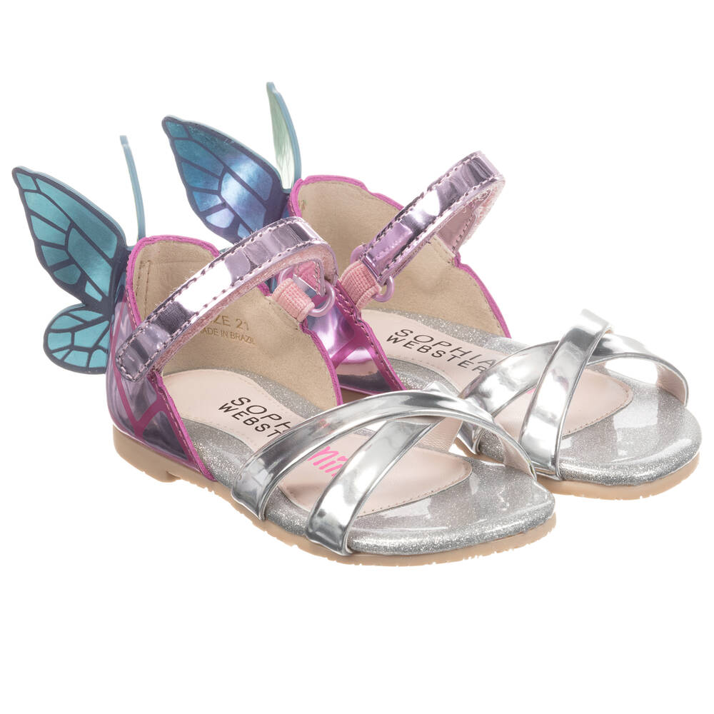 Sophia Webster Mini - Girls Silver Leather Sandals | Childrensalon