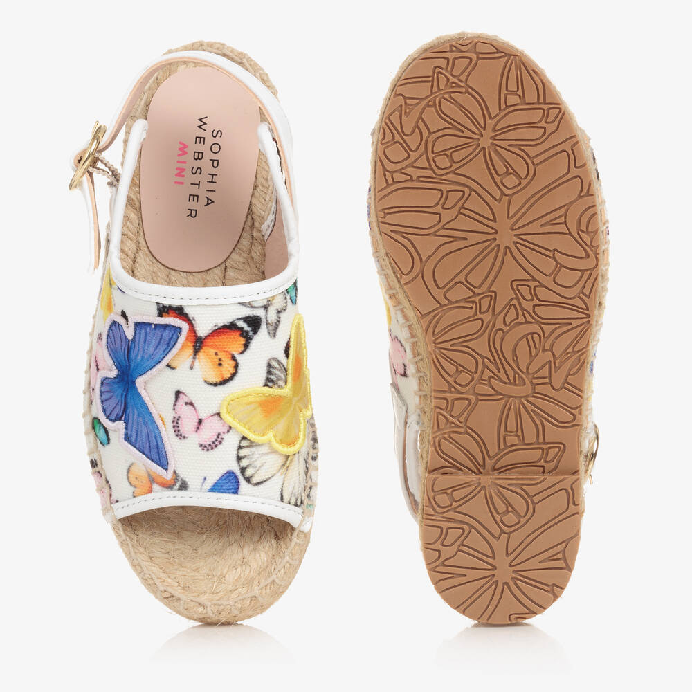 Sophia Webster Mini-Girls White Butterfly Espadrille Sandals | Childrensalon Outlet