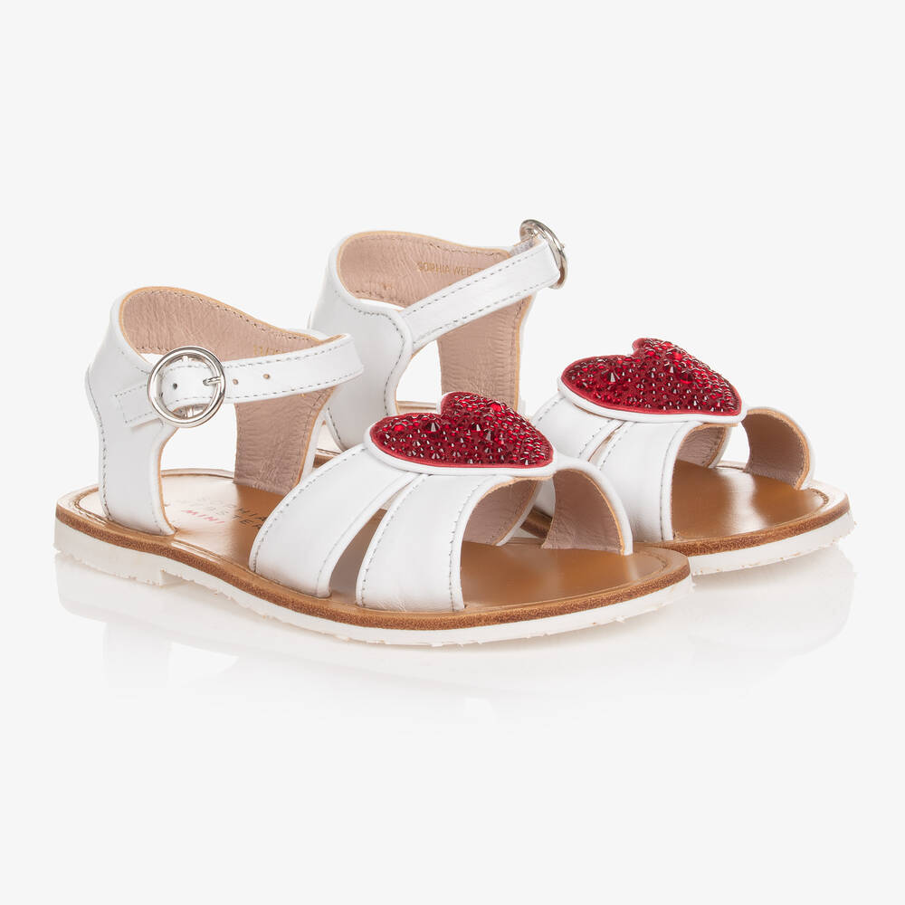 Sophia Webster Mini - Girls White Leather Amora Sandals | Childrensalon