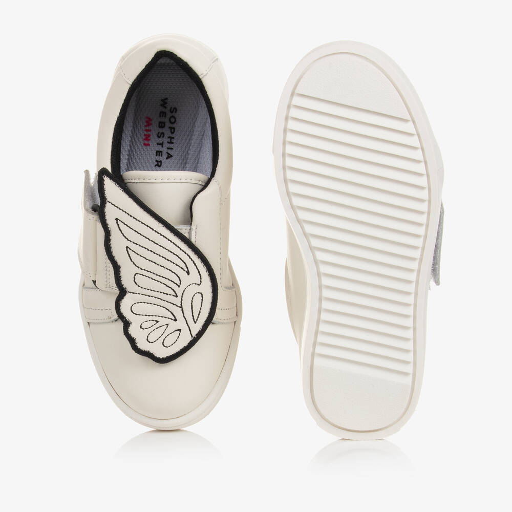 Sophia Webster Mini-Girls White Leather Butterfly Trainers | Childrensalon Outlet