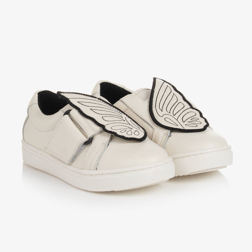 Sophia Webster Mini Girls White Leather Butterfly Trainers Childrensalon Outlet