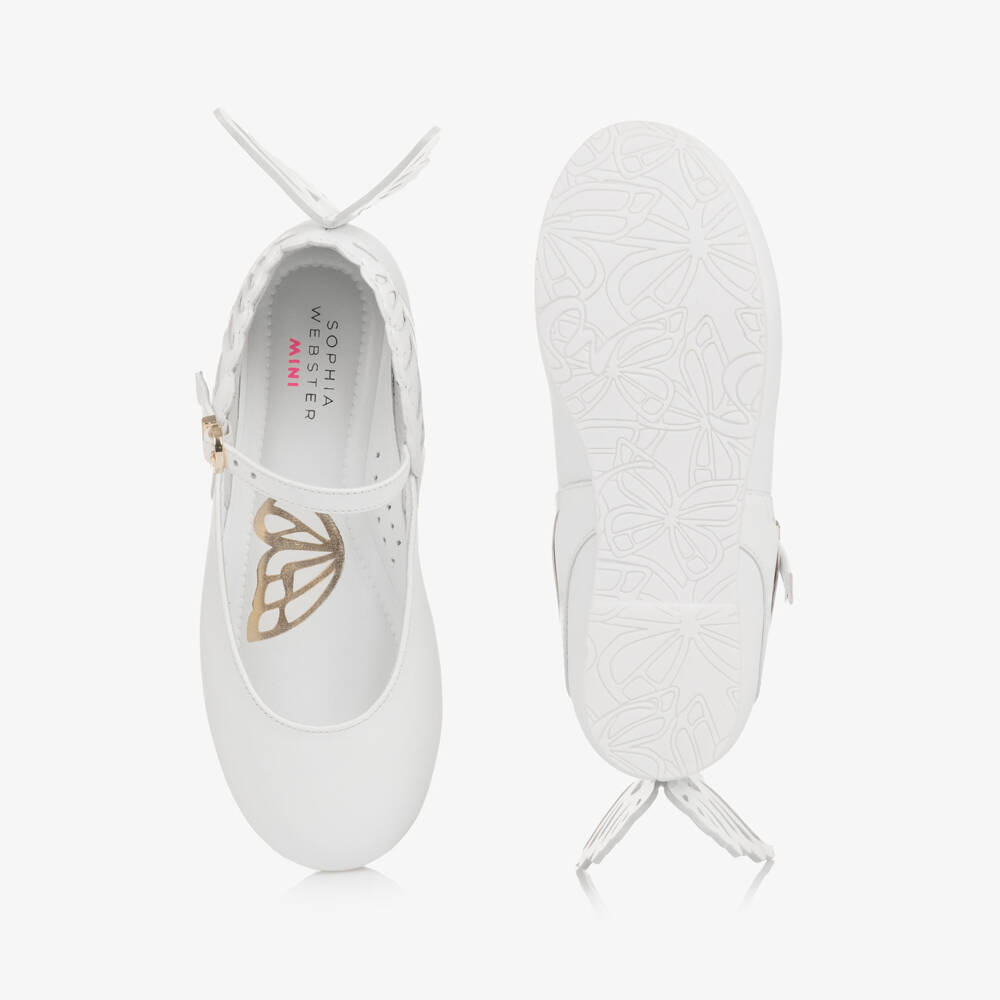 Sophia Webster Mini-Girls White Leather Heavenly Butterfly Shoes | Childrensalon Outlet
