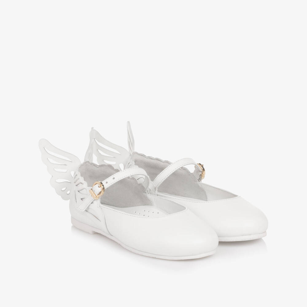 Sophia Webster Mini-Girls White Leather Heavenly Butterfly Shoes | Childrensalon Outlet