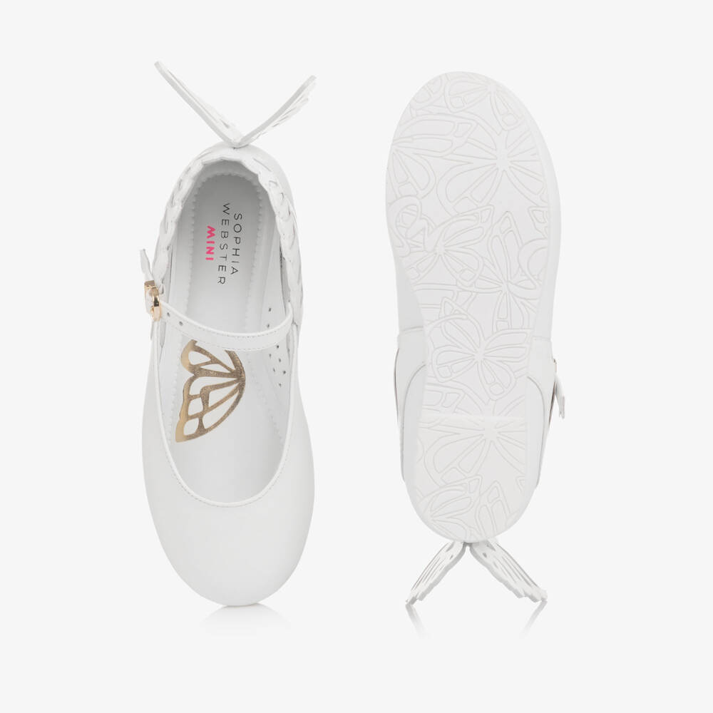 Sophia Webster Mini-Girls White Leather Heavenly Butterfly Shoes | Childrensalon Outlet
