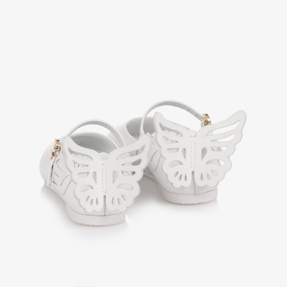 Sophia Webster Mini-Girls White Leather Heavenly Butterfly Shoes | Childrensalon Outlet