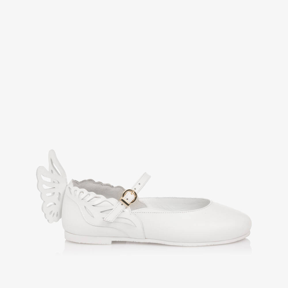 Sophia Webster Mini-Girls White Leather Heavenly Butterfly Shoes | Childrensalon Outlet