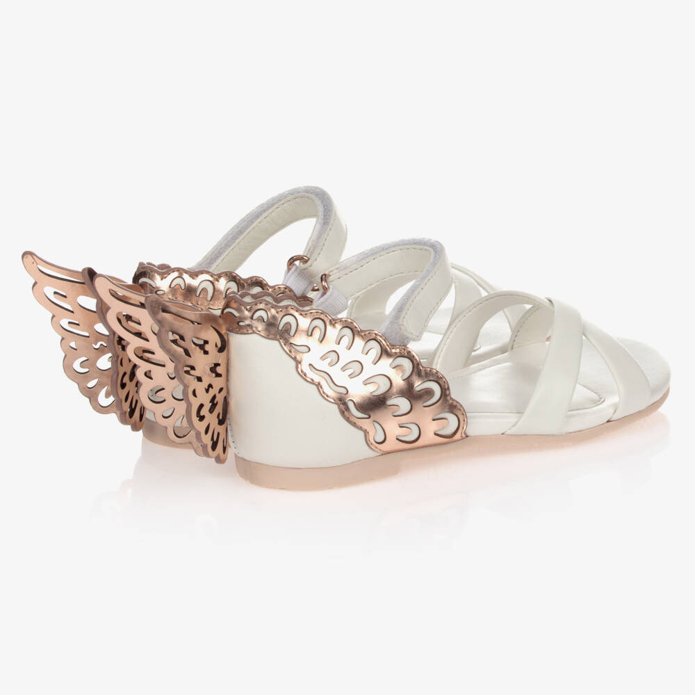 Sophia Webster Mini-Girls White Leather Sandals | Childrensalon Outlet