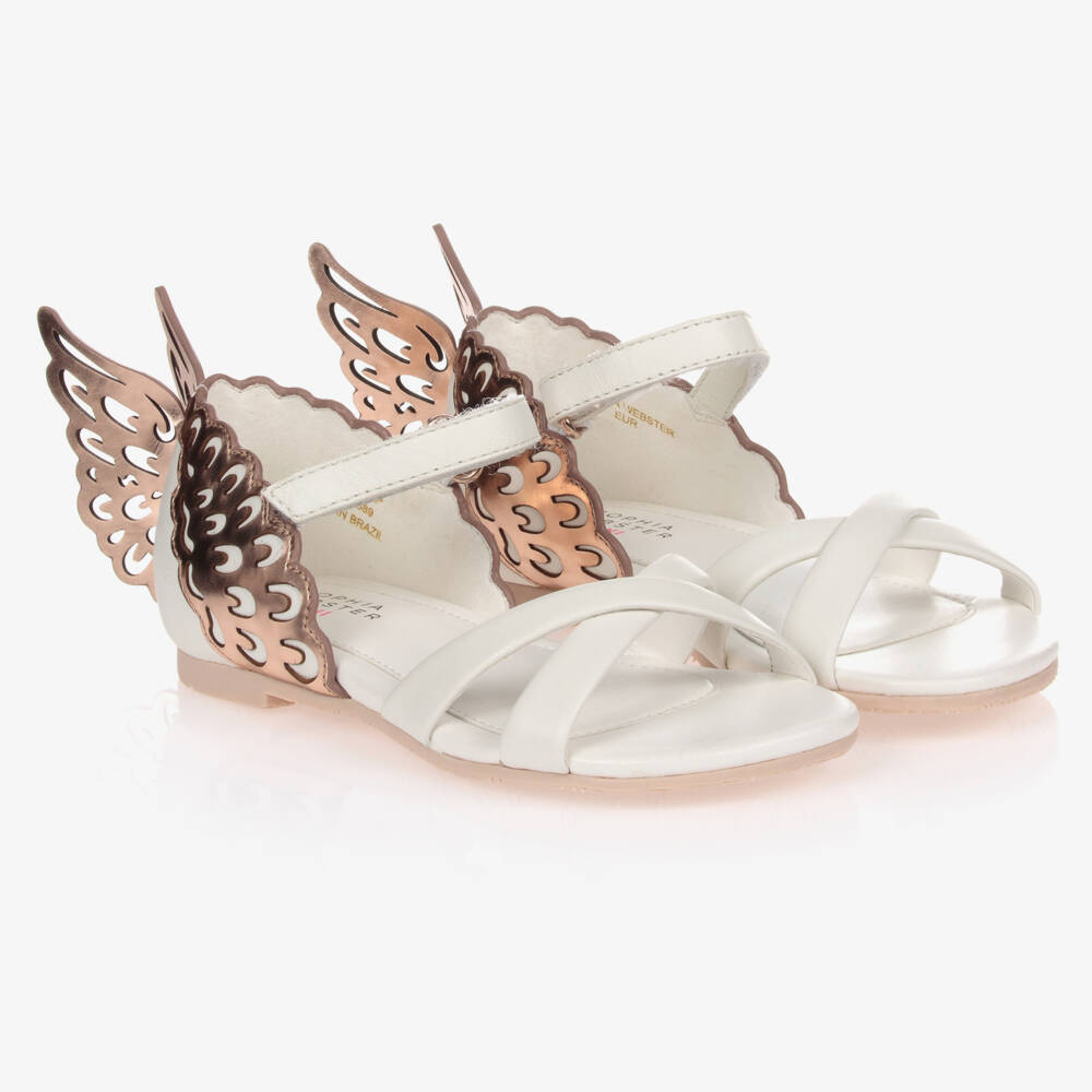Sophia Webster Mini-Girls White Leather Sandals | Childrensalon Outlet