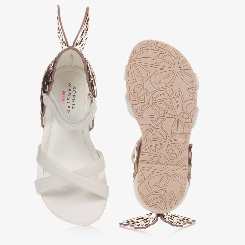 Sophia Webster Mini-Girls White Leather Sandals | Childrensalon Outlet