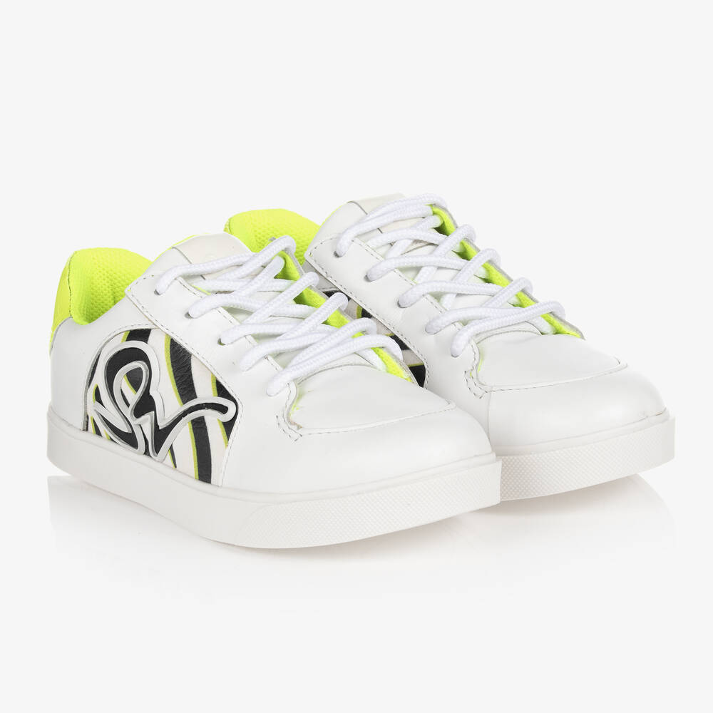 Sophia Webster Mini - Girls White Leather Stomp Sneakers | Childrensalon