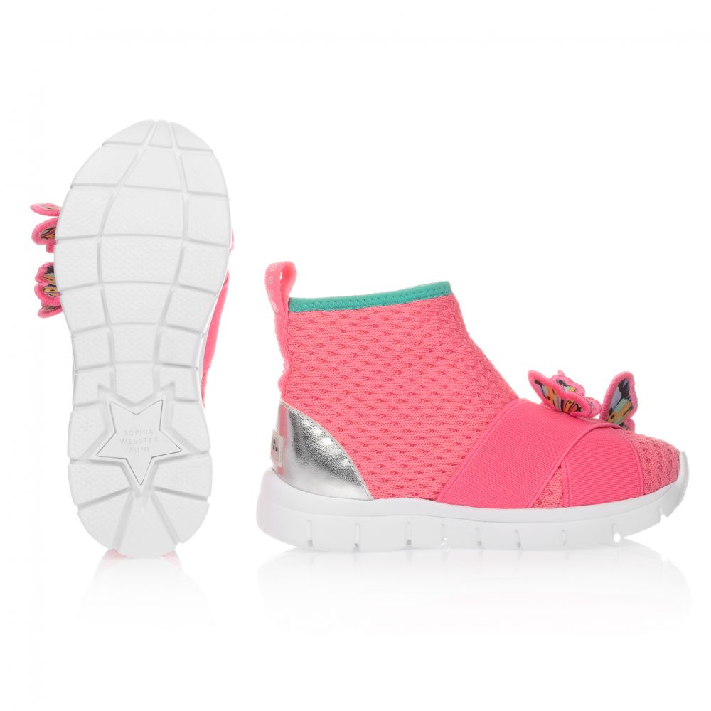 Sophia Webster Mini Pink Butterfly Sock Trainers Childrensalon Outlet
