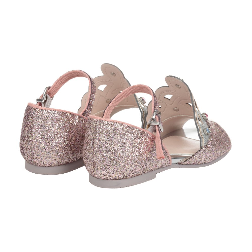 Sophia Webster Mini-Pink Glitter Leather Sandals | Childrensalon Outlet