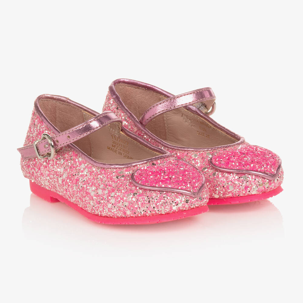 Sophia Webster Mini - Pink Glitter Leather Shoes | Childrensalon