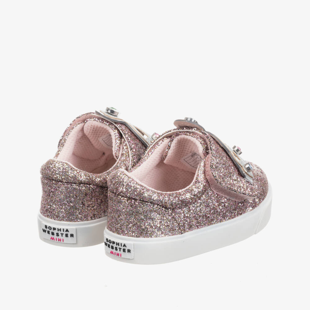 Sophia Webster Mini-Pink Glitter Slip-On Trainers | Childrensalon Outlet