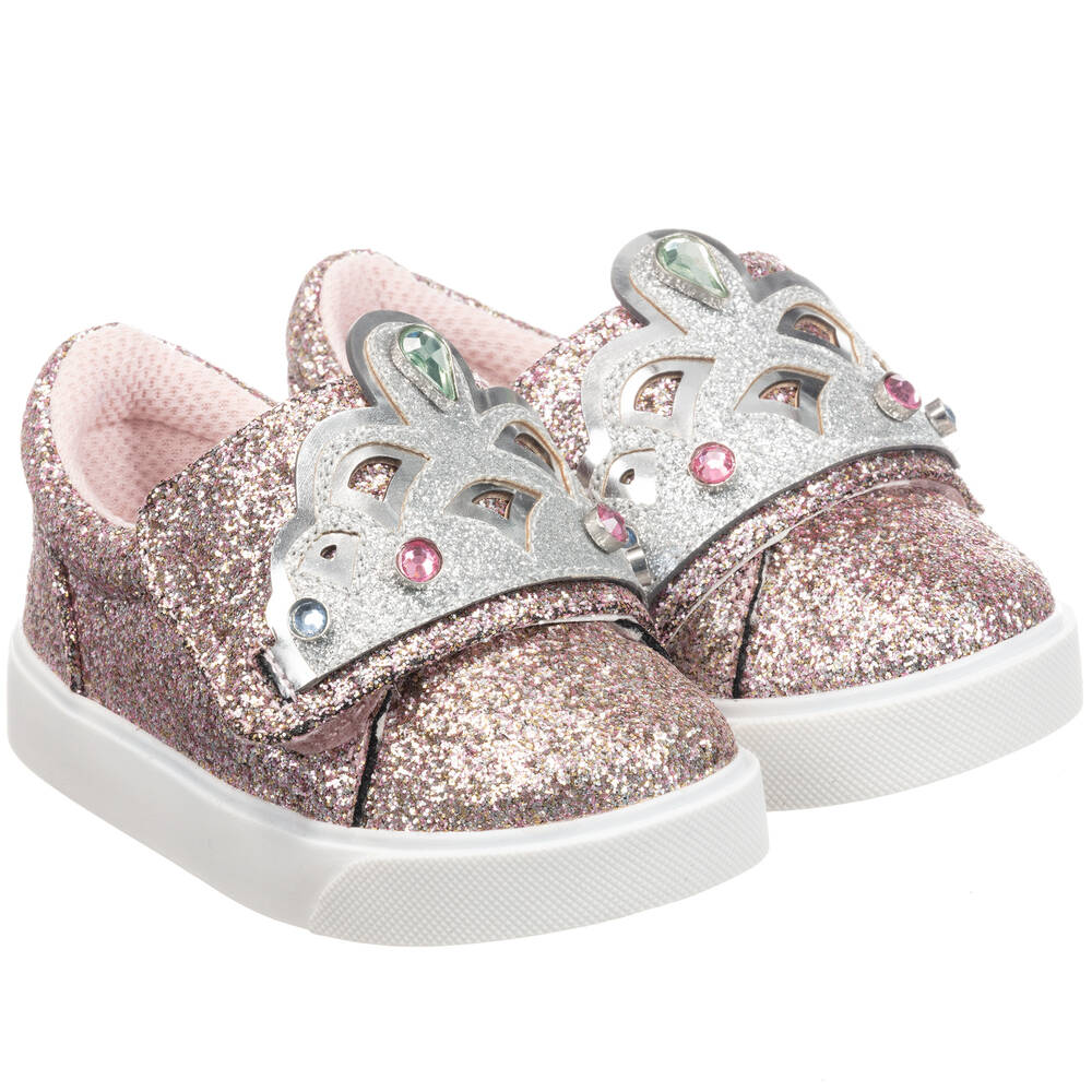 Sophia Webster Mini - Pink Glitter Slip-On Trainers | Childrensalon