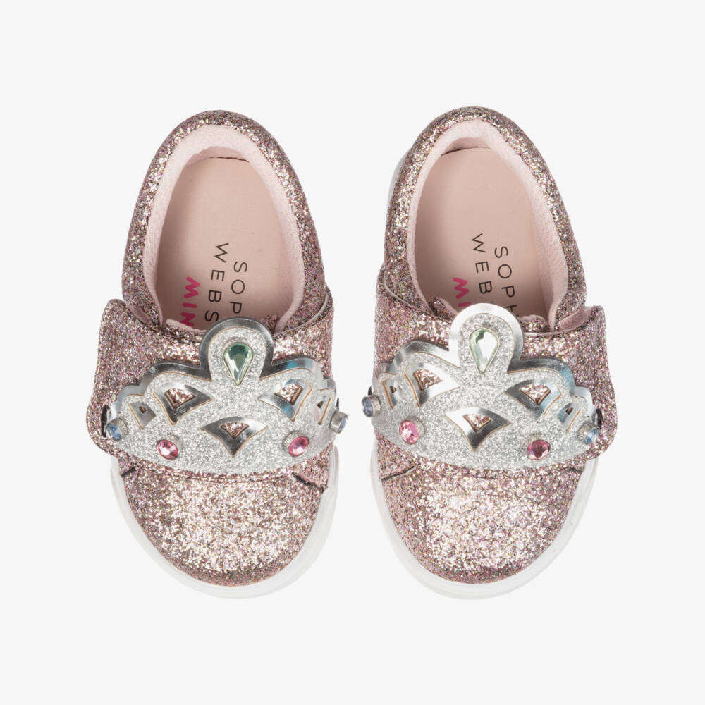 Sophia Webster Mini-Pink Glitter Slip-On Trainers | Childrensalon Outlet