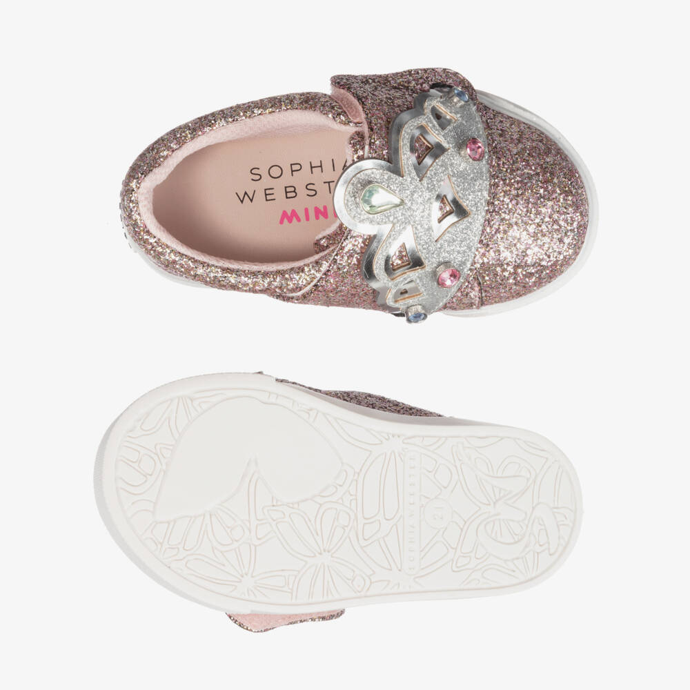 Sophia Webster Mini-Pink Glitter Slip-On Trainers | Childrensalon Outlet