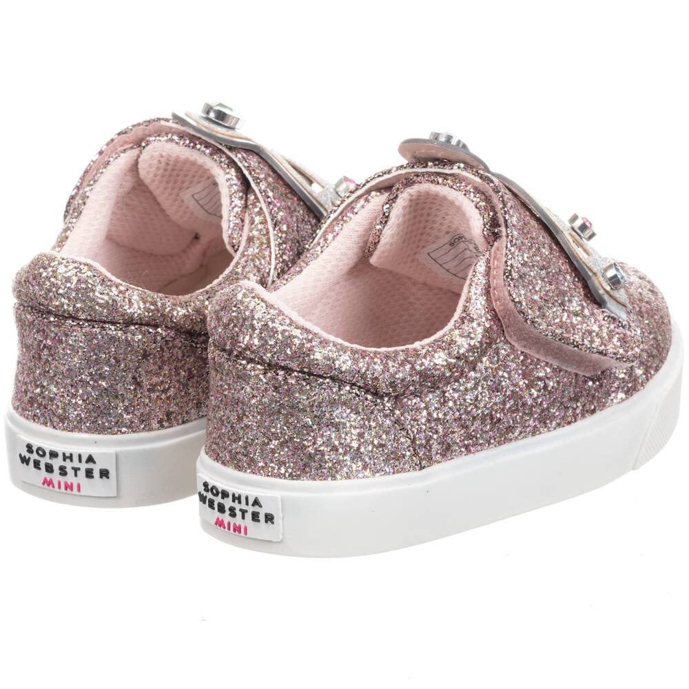 Sophia Webster Mini-Pink Glitter Slip-On Trainers | Childrensalon Outlet